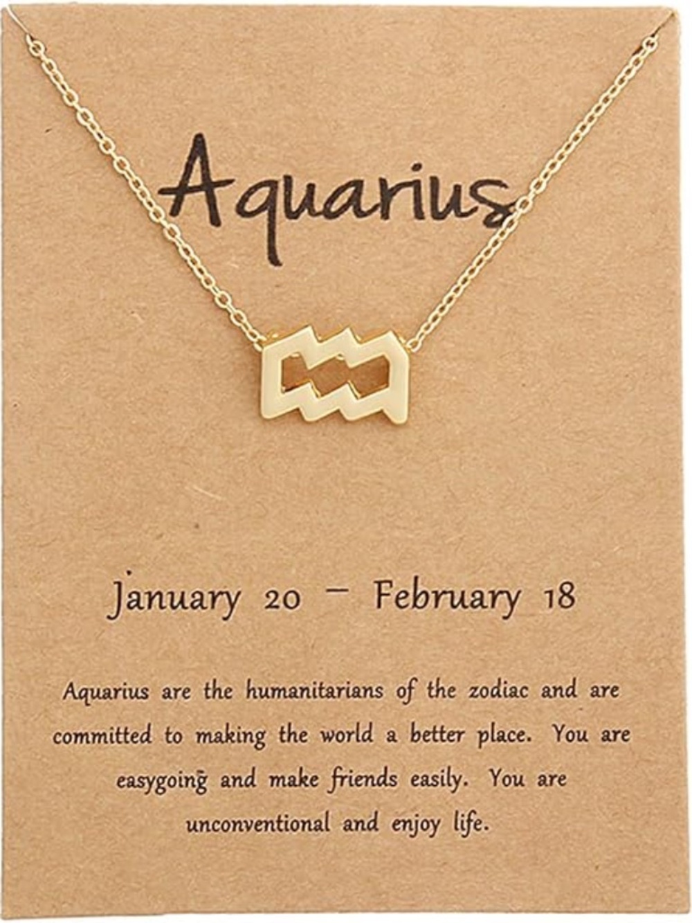 Aquarius Zodiac Sign - Women's Gold Plated Necklace